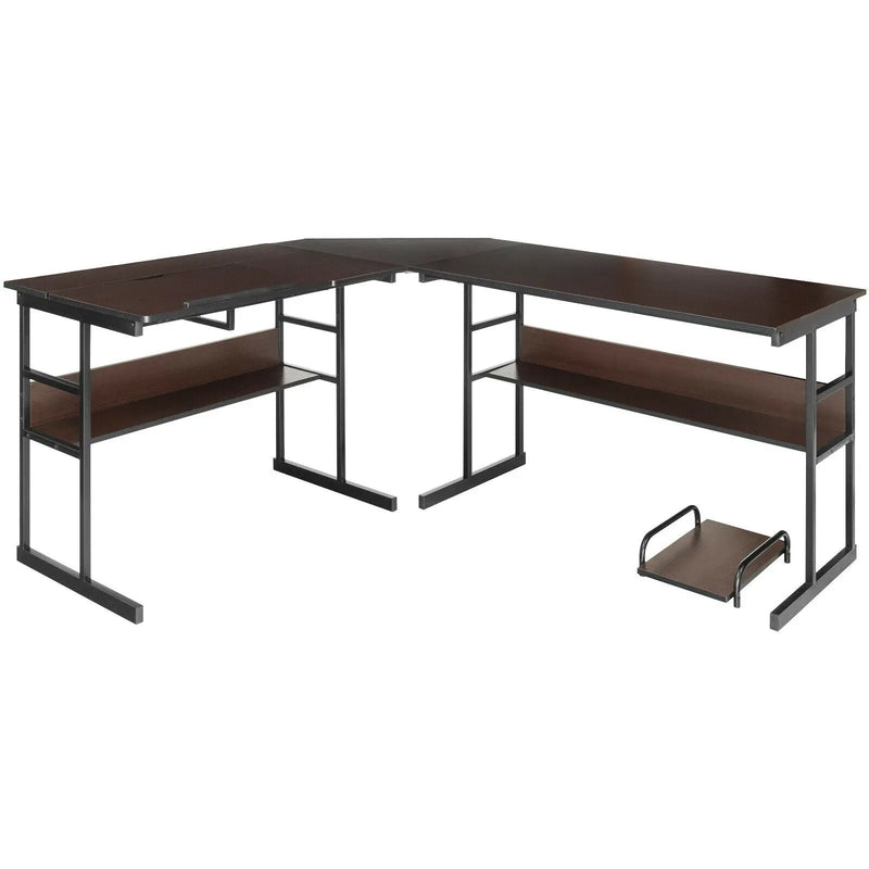 L-Shaped Computer Desk with Tiltable Tabletop by DirectDeals