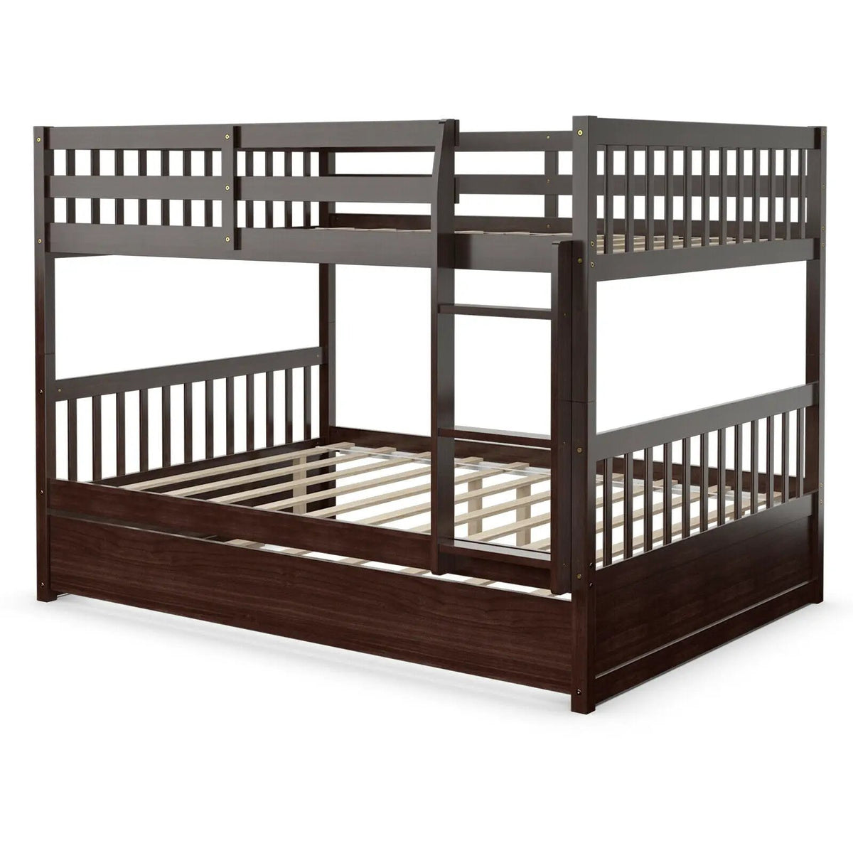Full over Full Bunk Bed Platform Wood Bed with Ladder, photo 3 of 10