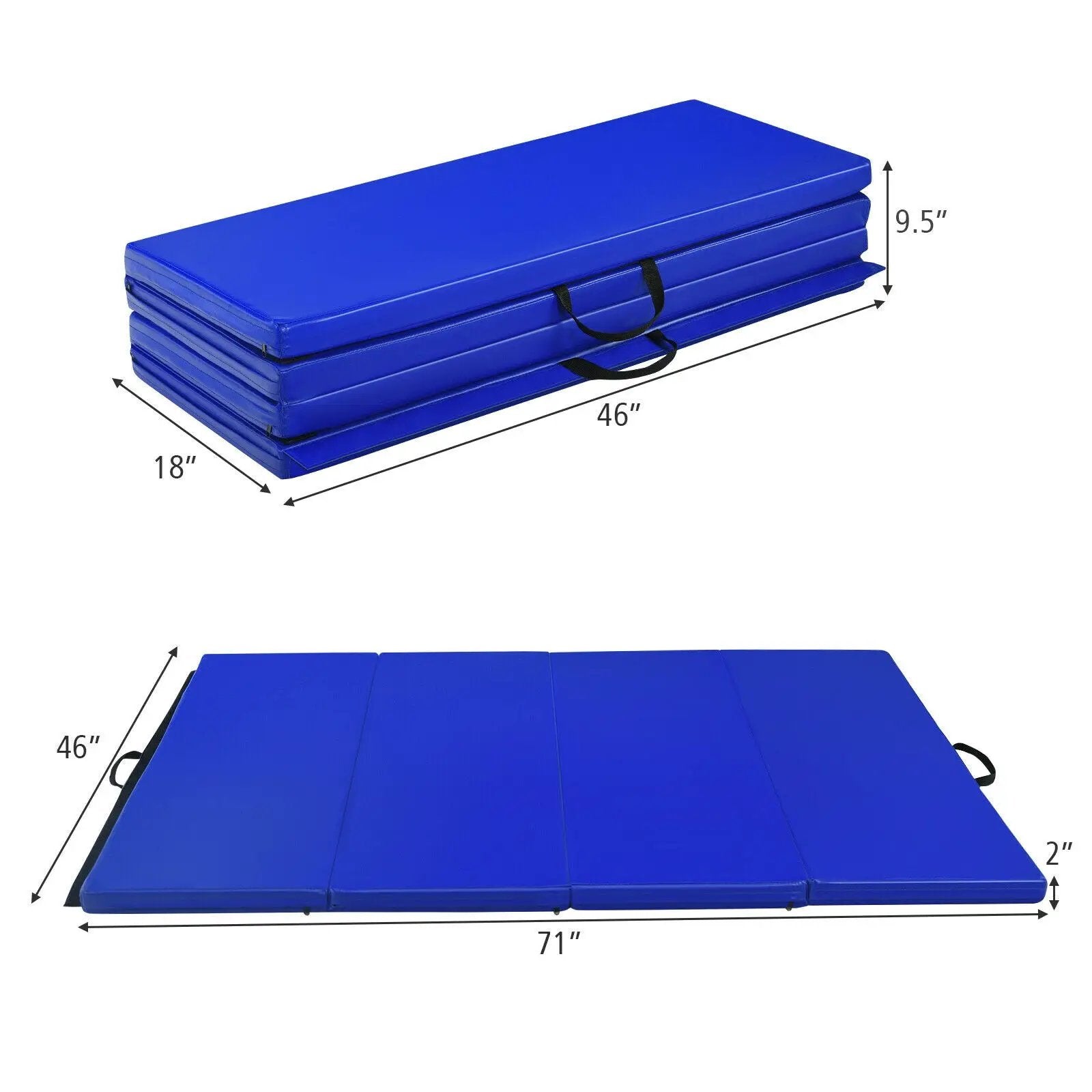 Gymnastics PU Mat Thick Folding Panel Gym Fitness Exercise-Navy by DirectDeals