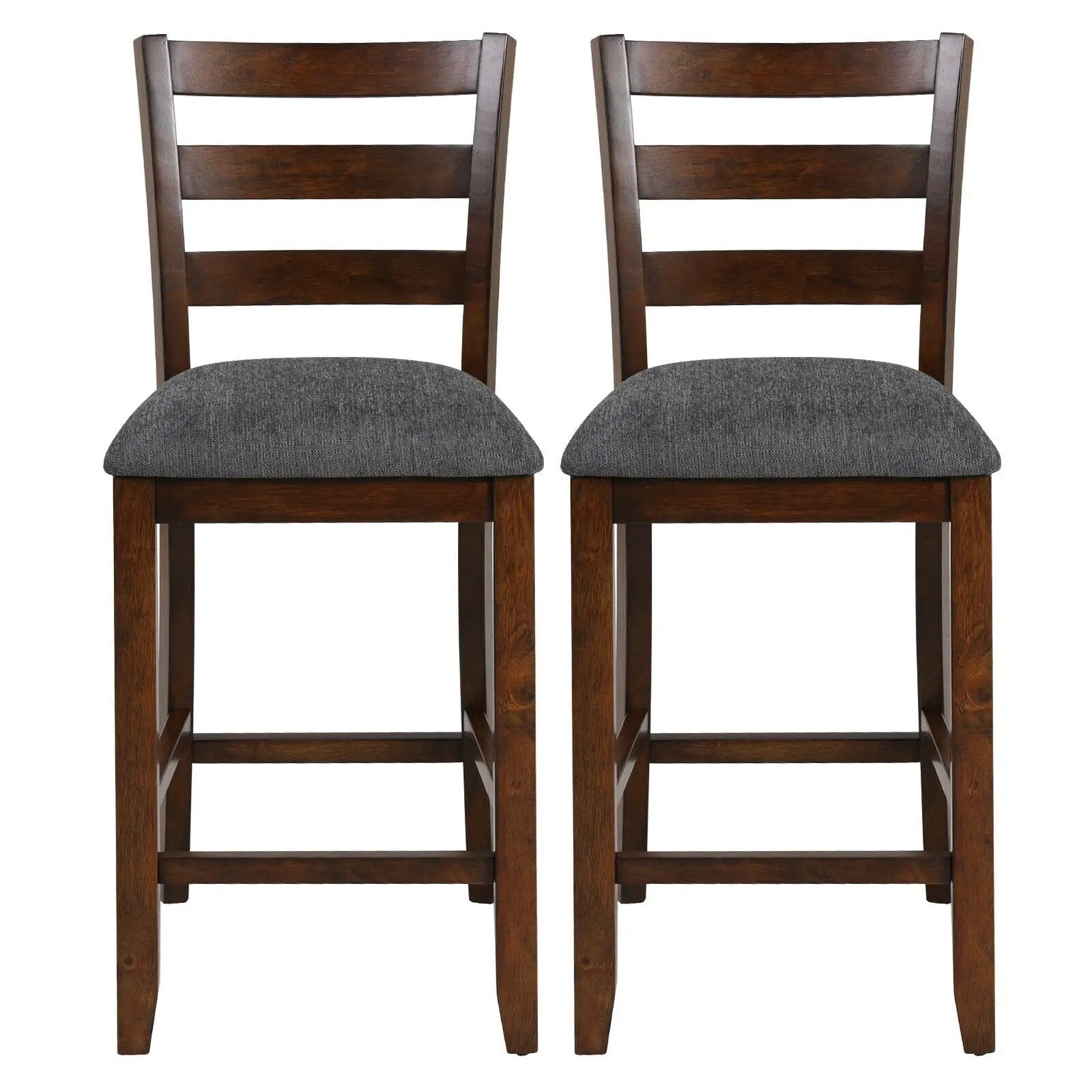2 Pieces Counter Height Chairs with Fabric Seat and Rubber Wood Legs by DirectDeals