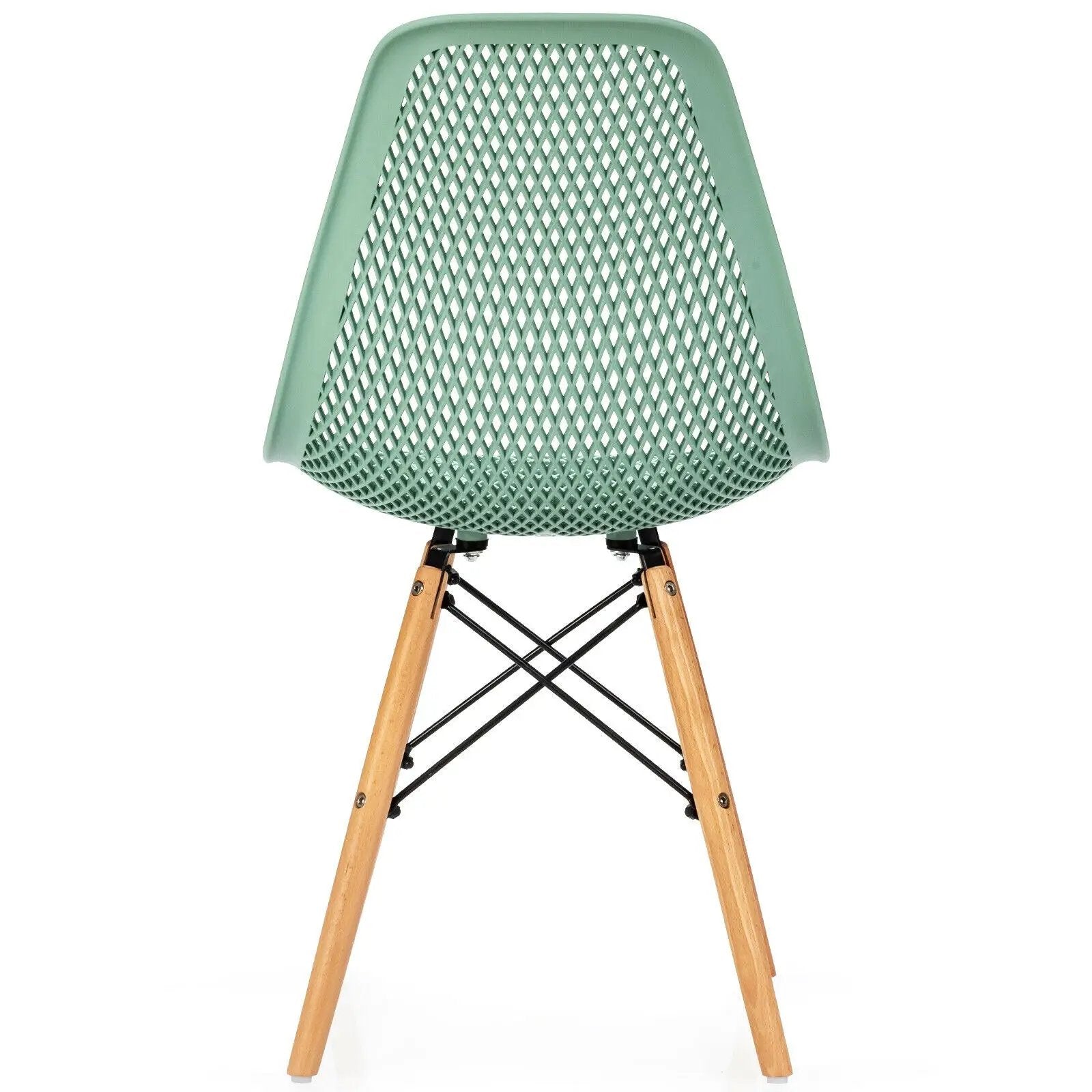 4 Pieces Modern Plastic Hollow Chair Set with Wood Leg by DirectDeals