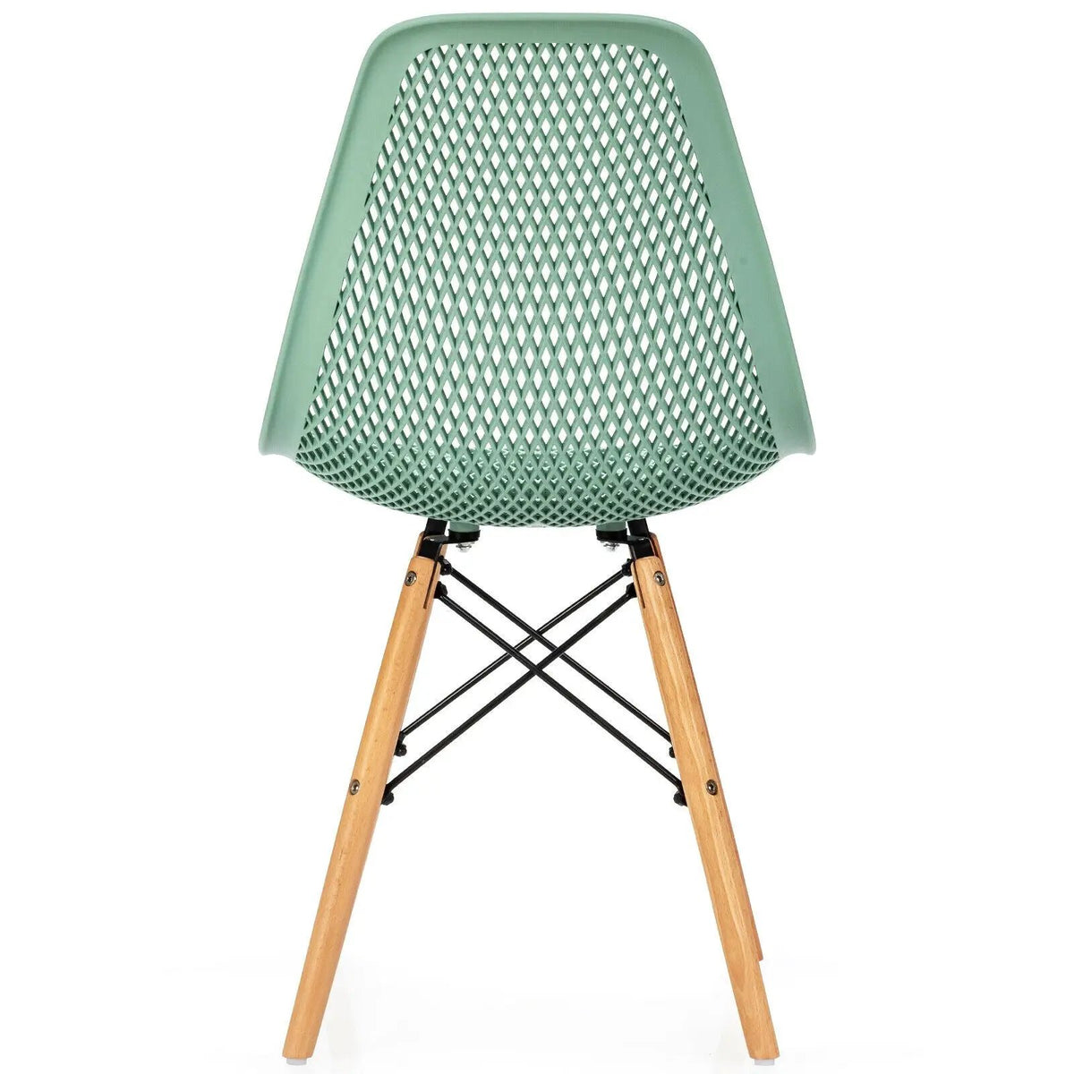 2 Pcs Modern Plastic Hollow Chair Set with Wood Leg by DirectDeals