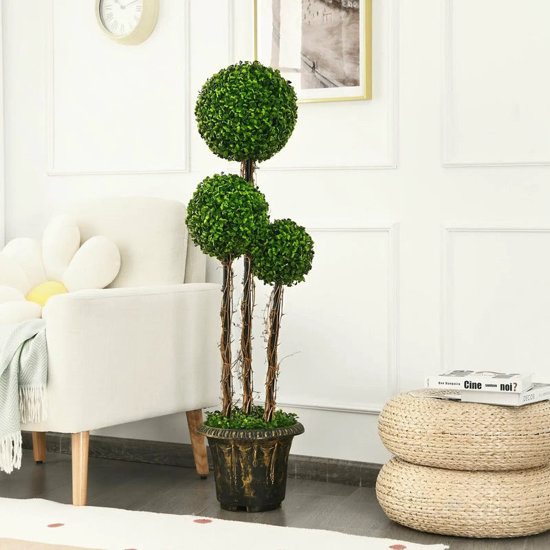 4 Feet Artificial UV Resistant Topiary Triple Ball Tree Plant by DirectDeals