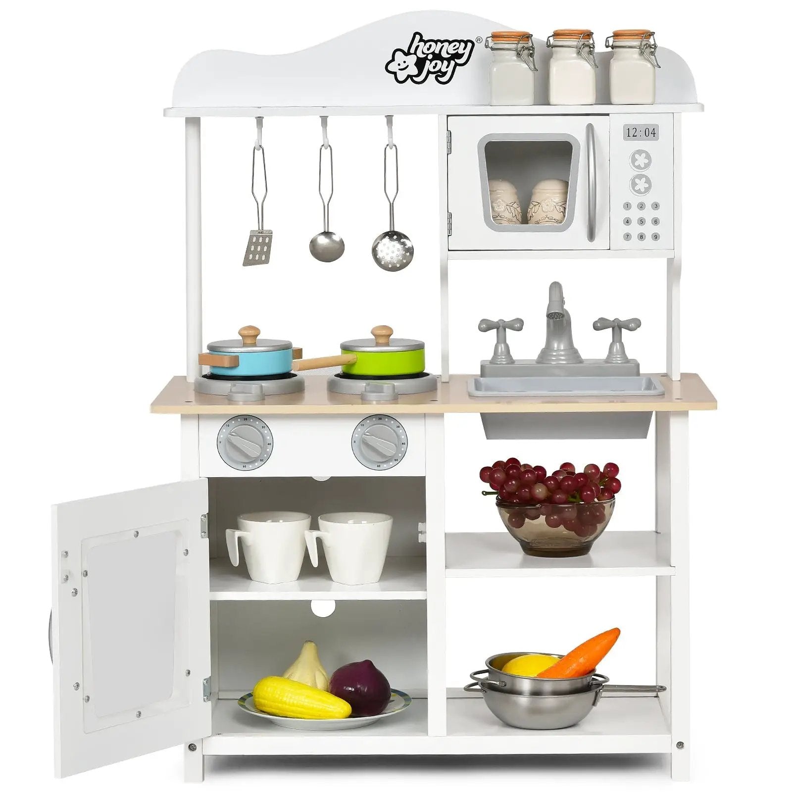 Wooden Pretend Play Kitchen Set for Kids with Accessories and Sink by DirectDeals