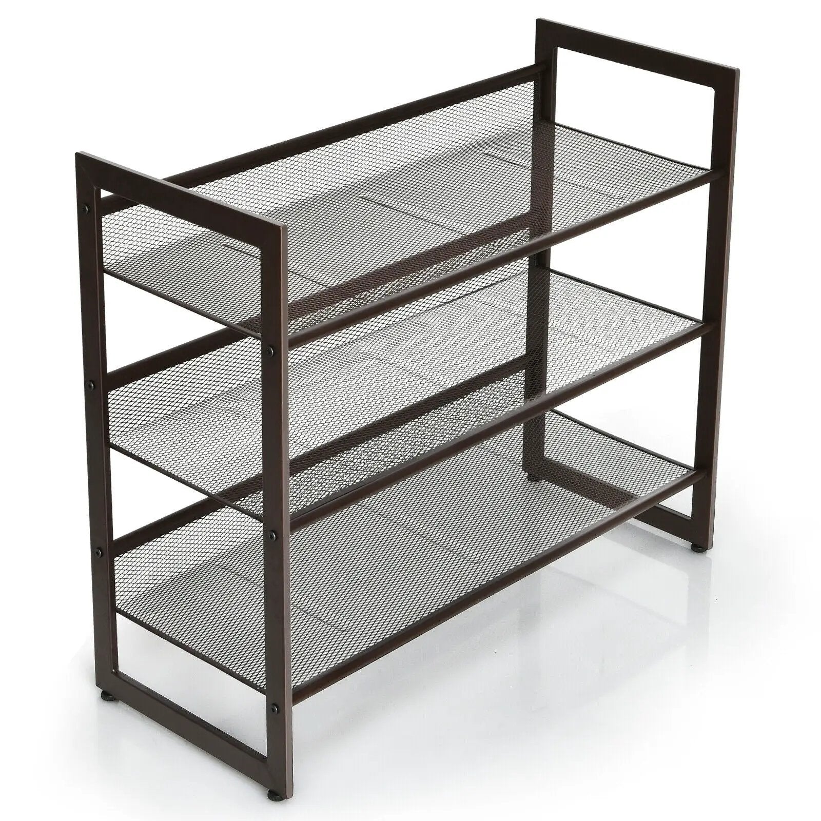 2/3/4 Tiers Flat and Slant Metal Shoe Rack for Entryway Hallway-3-Tier by DirectDeals