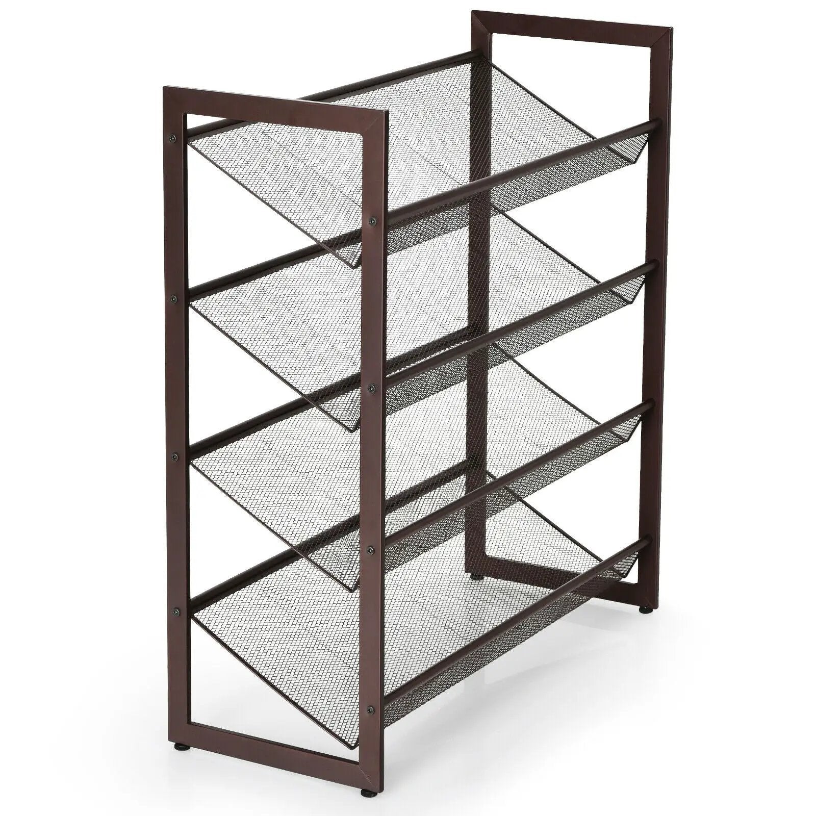 2/3/4 Tiers Flat and Slant Metal Shoe Rack for Entryway Hallway-4-Tier by DirectDeals