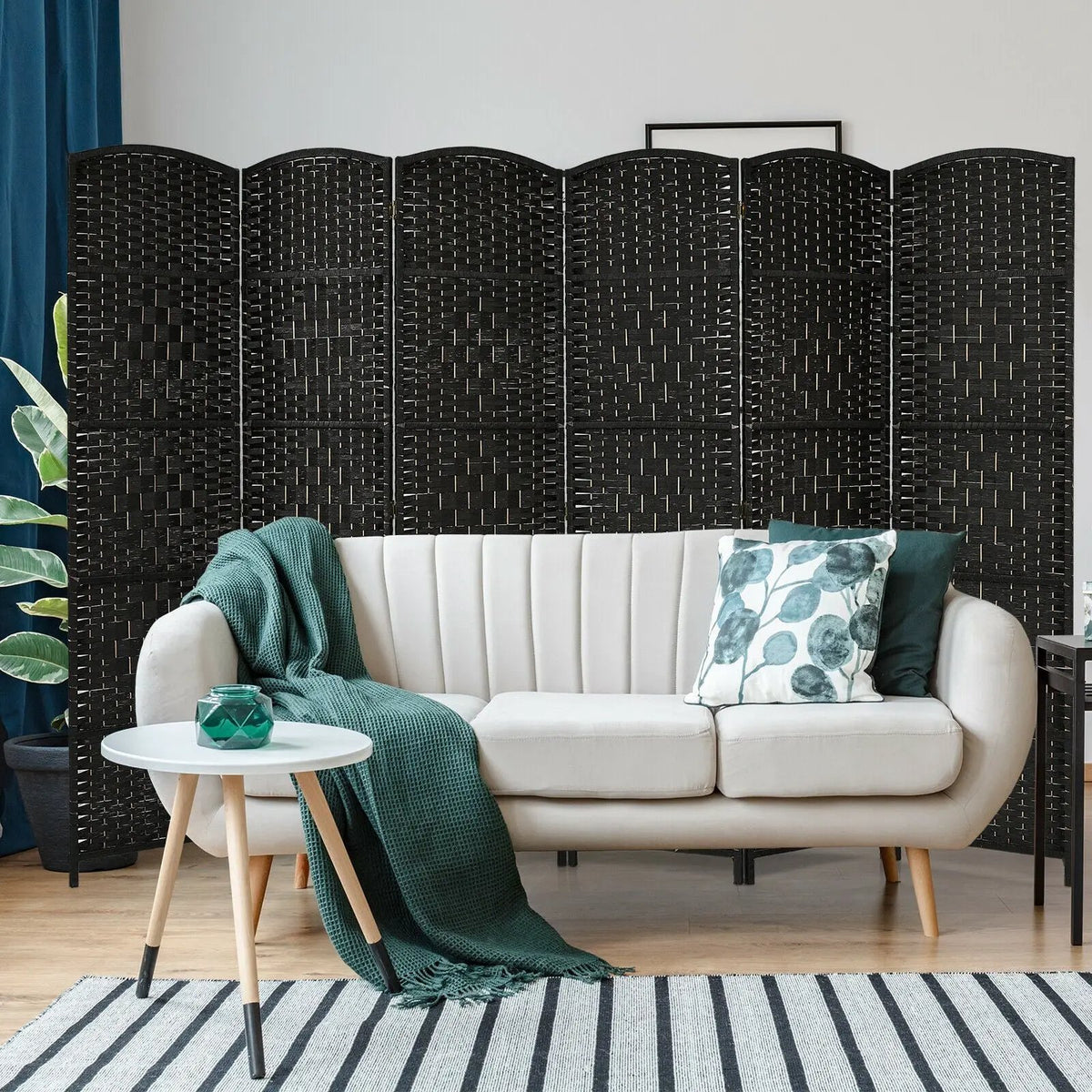 6.5Ft 6-Panel Weave Folding Fiber Room Divider Screen, photo 4 of 16