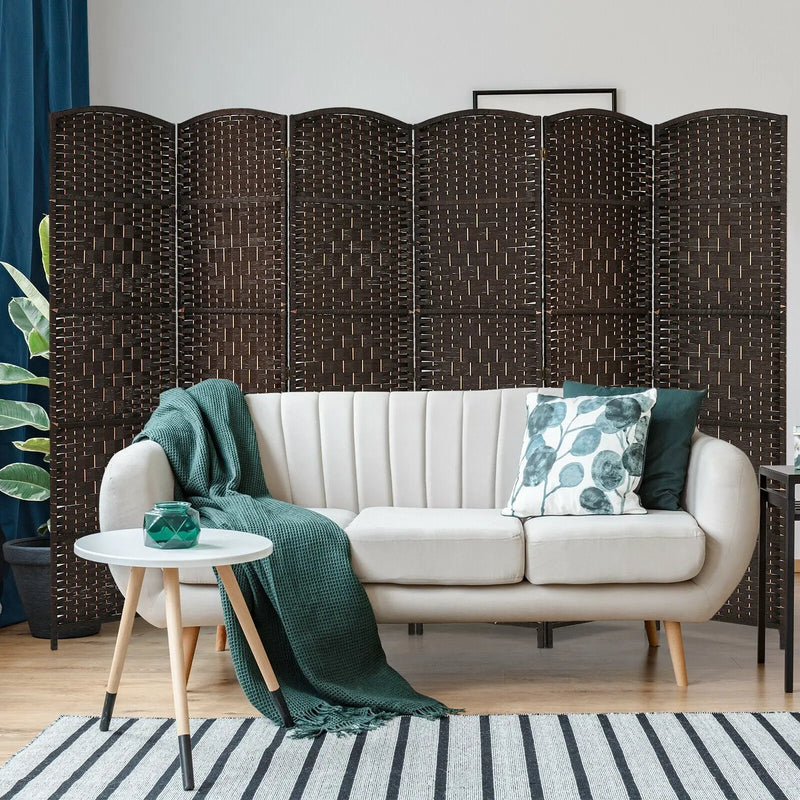 6.5Ft 6-Panel Weave Folding Fiber Room Divider Screen by DirectDeals