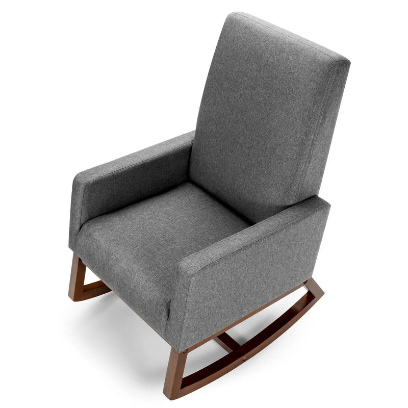 Rocking High Back Upholstered Lounge Armchair with Side Pocket by DirectDeals