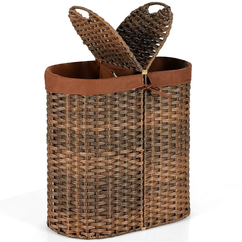 Handwoven Laundry Hamper Basket with 2 Removable Liner Bags by DirectDeals