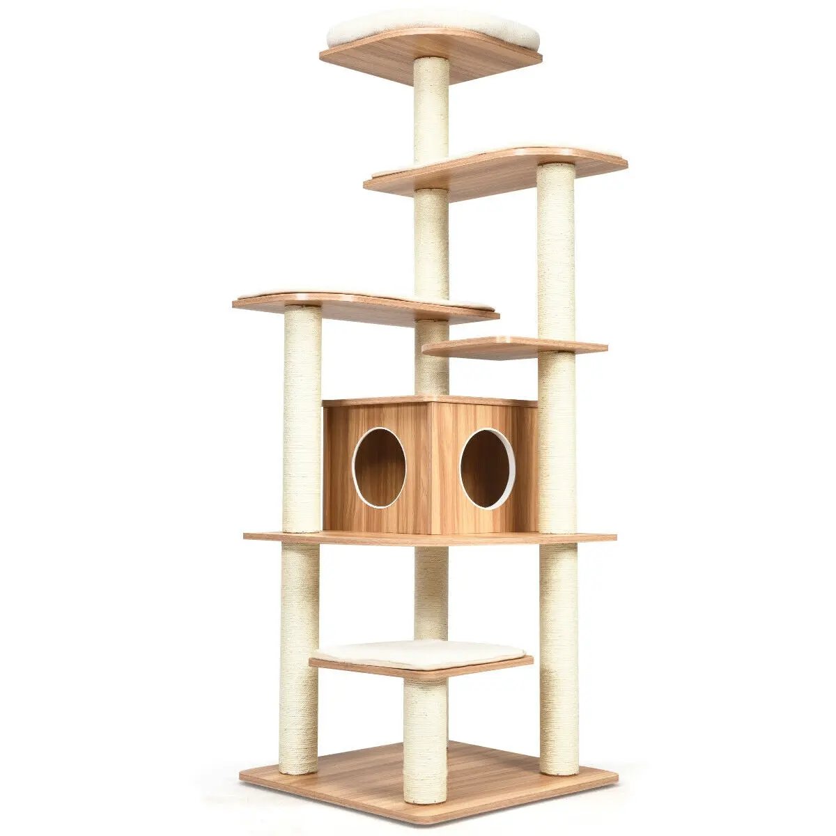 7-Layer Wooden Cat Tree Tall Cat Tower with Sisal Posts and Condo, photo 3 of 9