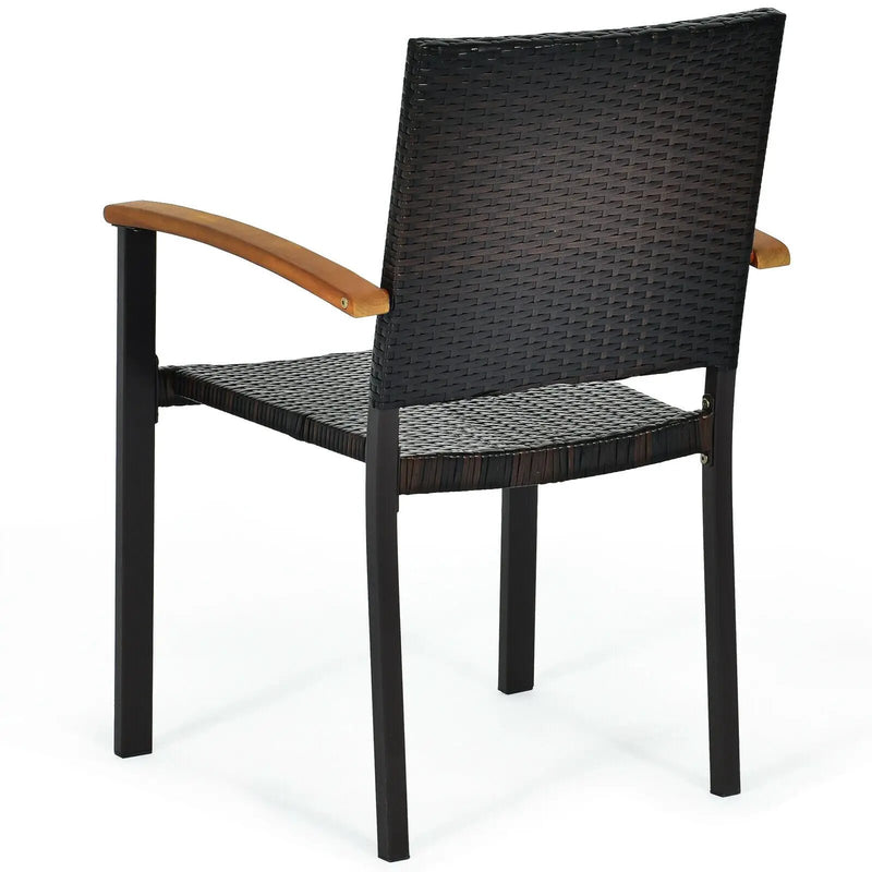 Set of 4 Outdoor Patio PE Rattan Dining Chairs with Powder-coated Steel Frame by DirectDeals