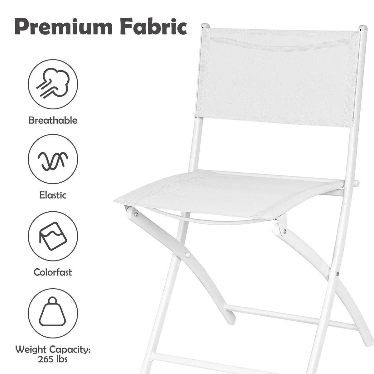 3 Pieces Patio Folding Bistro Set for Balcony or Outdoor Space, photo 5 of 8