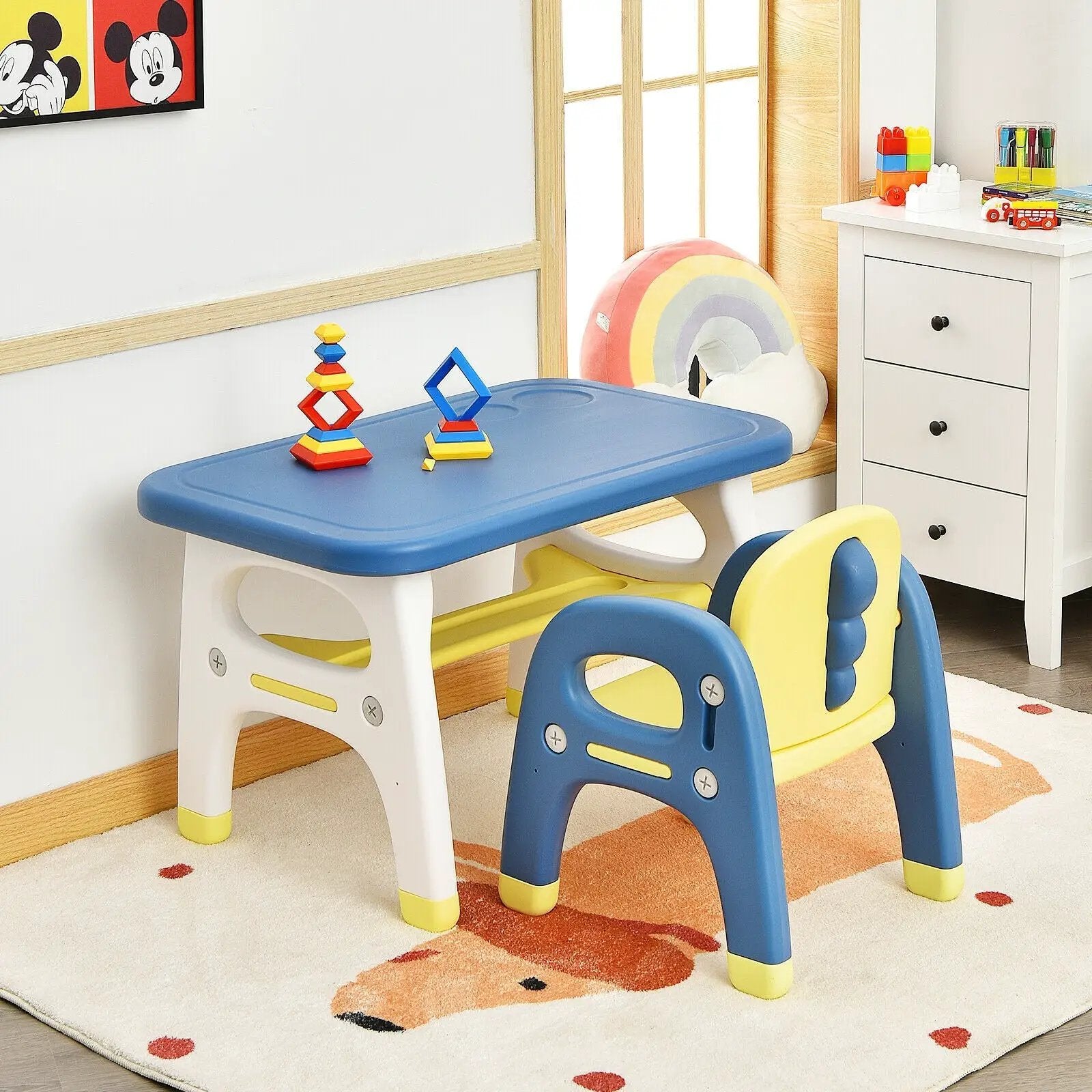 Kids Activity Table and Chair Set with Montessori Toys for Preschool and Kindergarten by DirectDeals