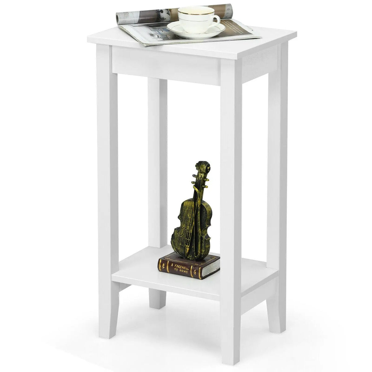 2-Tier Nightstand End Side Wooden Legs Table for Bedroom, photo 24 of 24