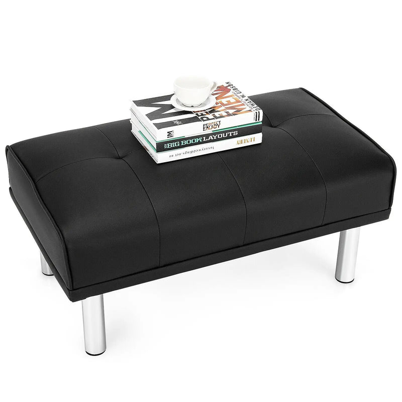 Rectangle Tufted Ottoman with Stainless Steel Legs for Living Room by DirectDeals