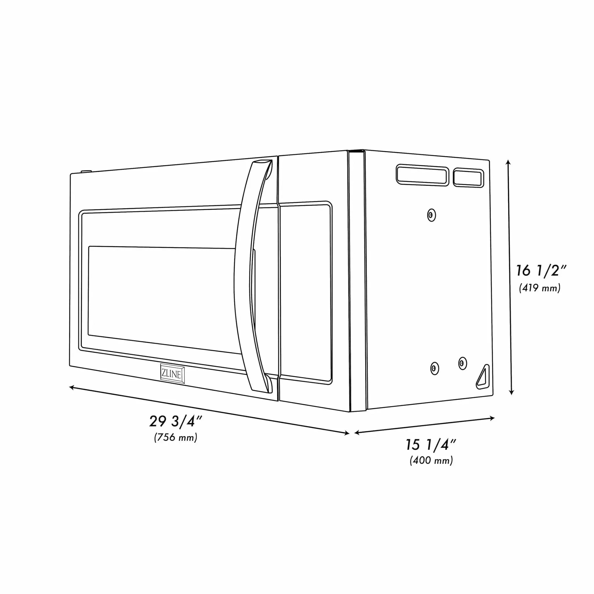 ZLINE 30 " Recirculating Over-the-Range Convection Microwave Oven Charcoal Filters Stainless Steel MWO-OTRCF-30 by Farmhouse Kitchen and Bath