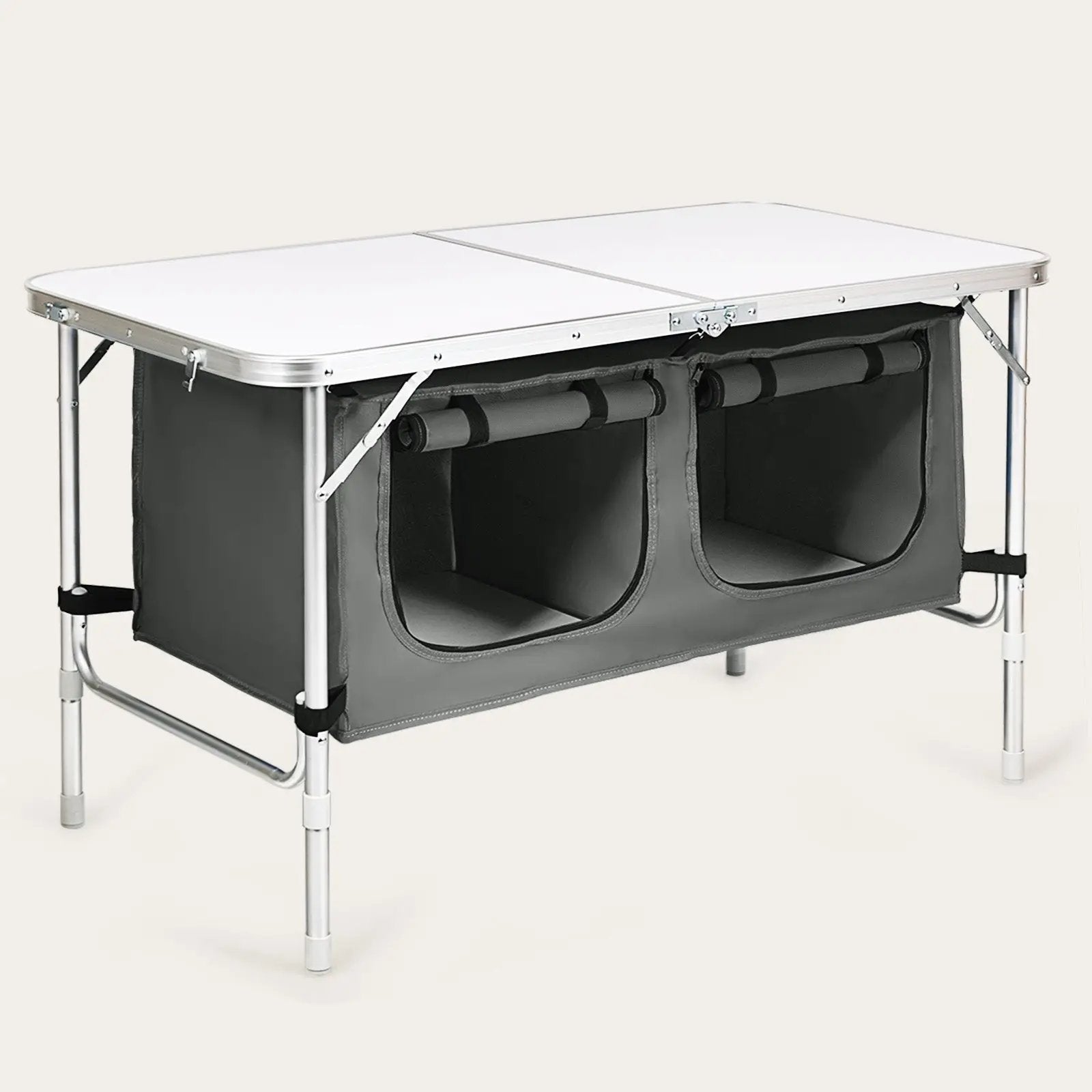 Height Adjustable Folding Camping Table-Gray by DirectDeals