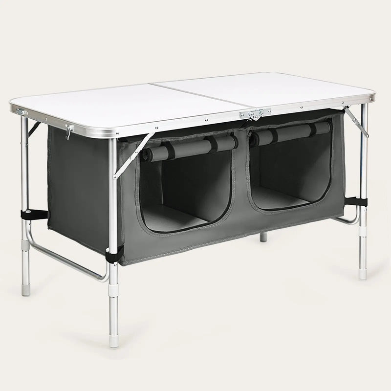 Height Adjustable Folding Camping Table-Gray by DirectDeals