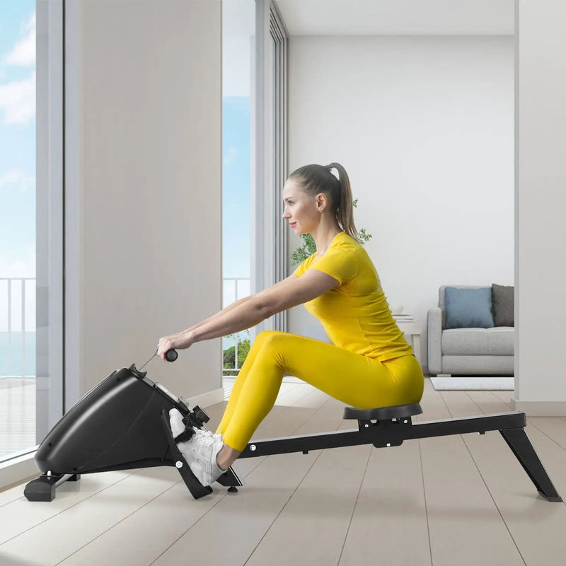 Foldable Magnetic Quiet Operated Fitness Rowing Machine with 10 Level Adjustable Resistance by DirectDeals