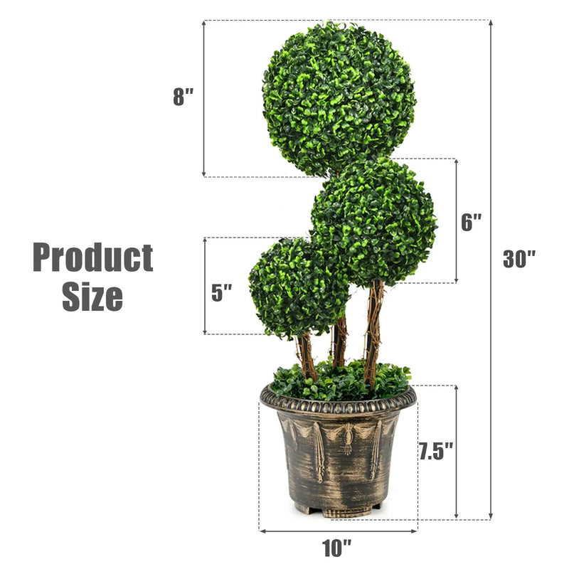 30 Inch Artificial Topiary Triple Ball Tree Indoor and Outdoor UV Protection by DirectDeals