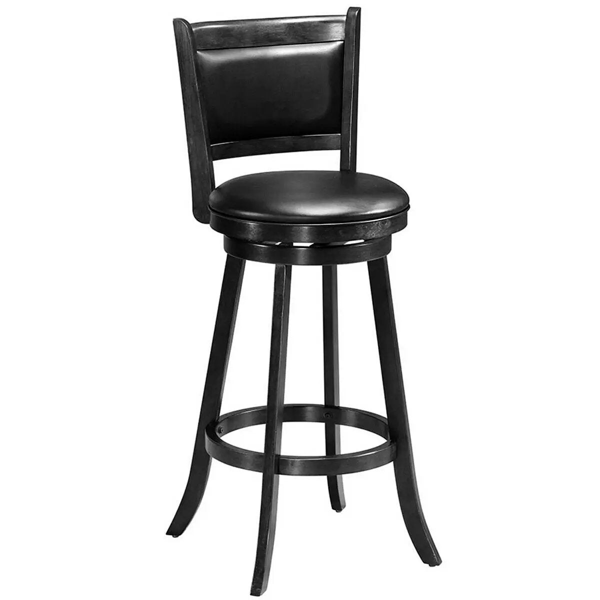 Set of 2 29 Inch Swivel Bar Height Stool Wood Dining Chair Barstool, photo 8 of 10