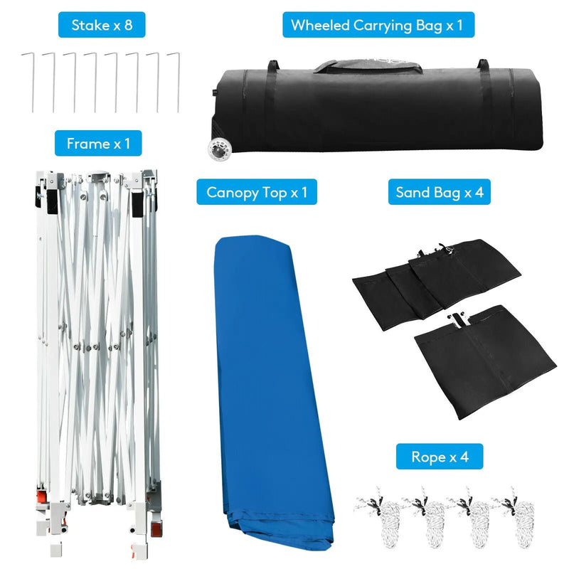 17 Feet x 10 Feet Foldable Pop Up Canopy with Adjustable Instant Sun Shelter by DirectDeals