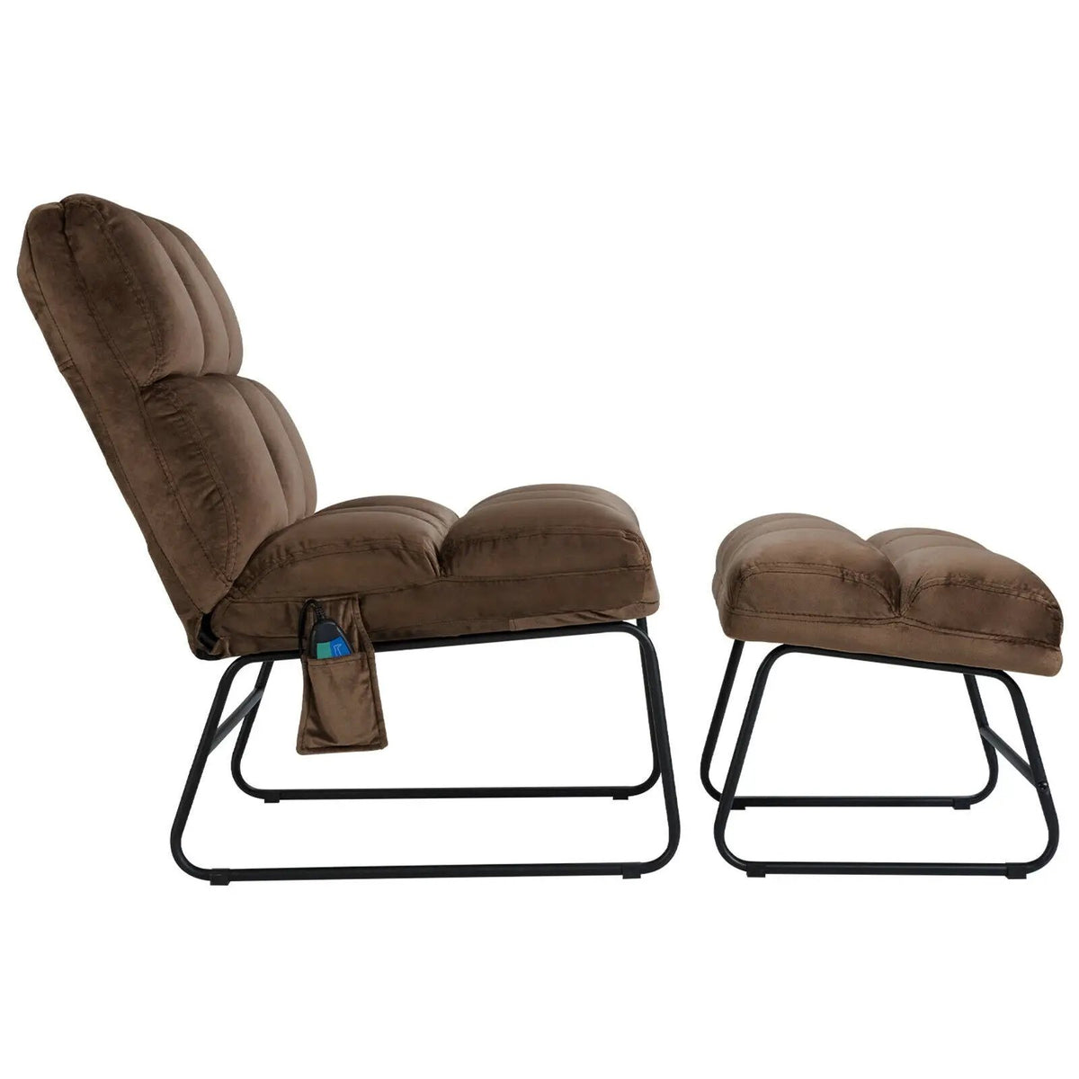 Velvet Massage Recliners with Ottoman Remote Control and Side Pocket, photo 8 of 9
