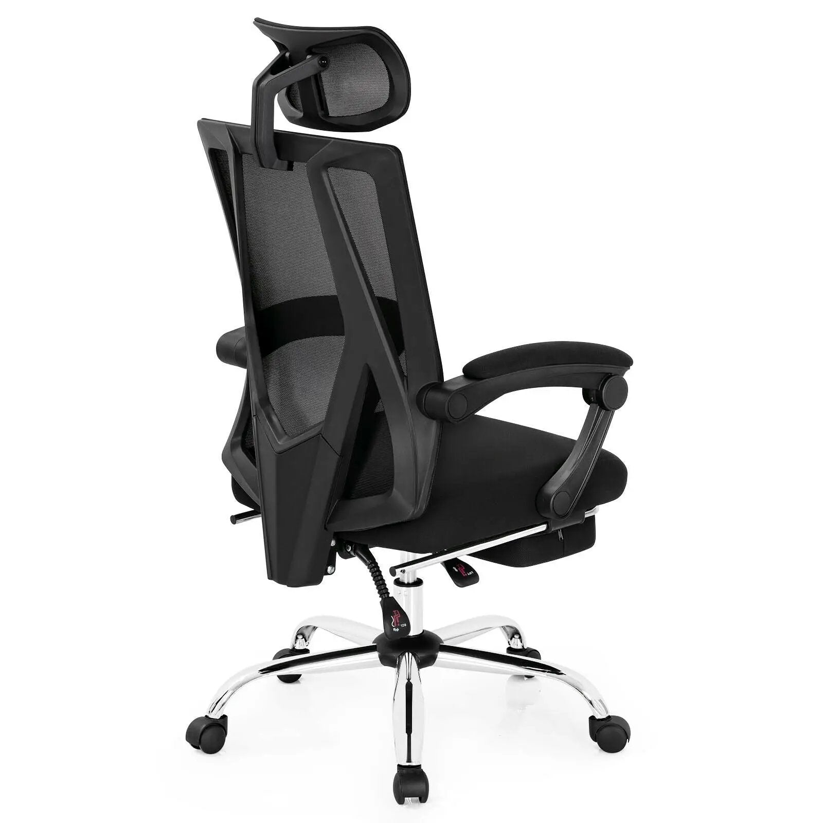 Ergonomic Recliner Mesh Office Chair with Adjustable Footrest-Black by DirectDeals
