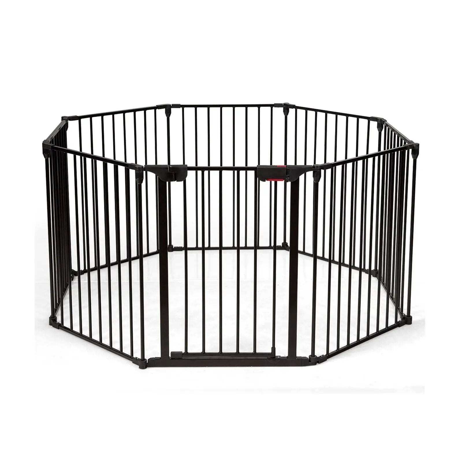Adjustable Panel Baby Safe Metal Gate Play Yard-Black by DirectDeals