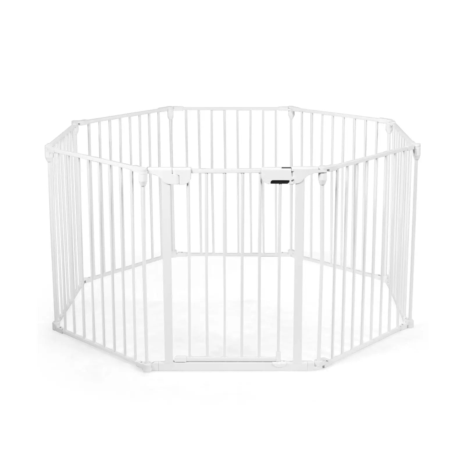 Adjustable Panel Baby Safe Metal Gate Play Yard-White by DirectDeals
