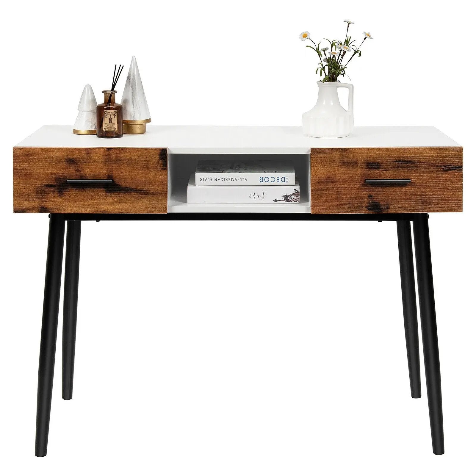 42 Inch Industrial Console Table with 2 Drawers for Entryway Hallway by DirectDeals