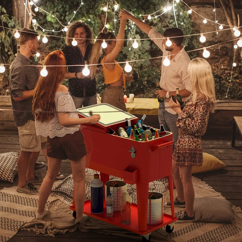 80 Quart Outdoor Patio Rolling Steel Construction Cooler by DirectDeals