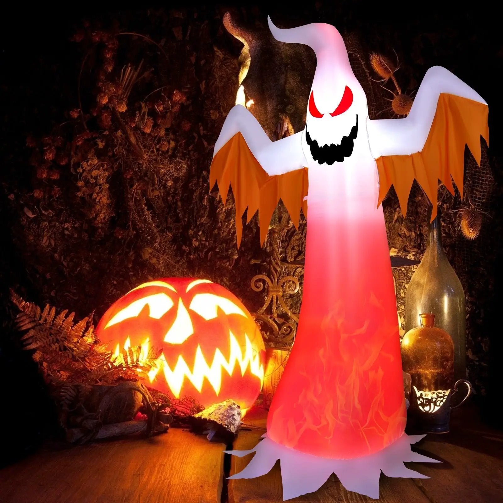 8 Feet Halloween Inflatable Ghost with Rotatable Flame LED Lights by DirectDeals