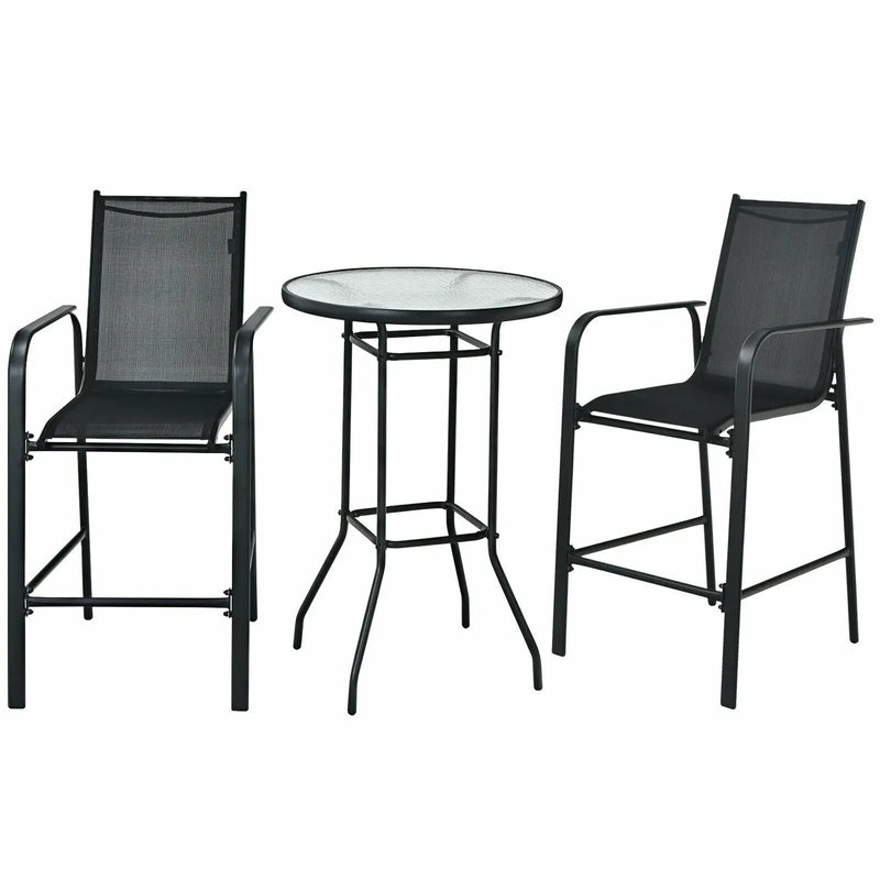 3 Pieces Outdoor Patio Bar Table Stool Set by DirectDeals