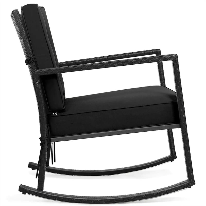 Patio Rattan Rocker Outdoor Glider Rocking Chair Cushion Lawn by DirectDeals