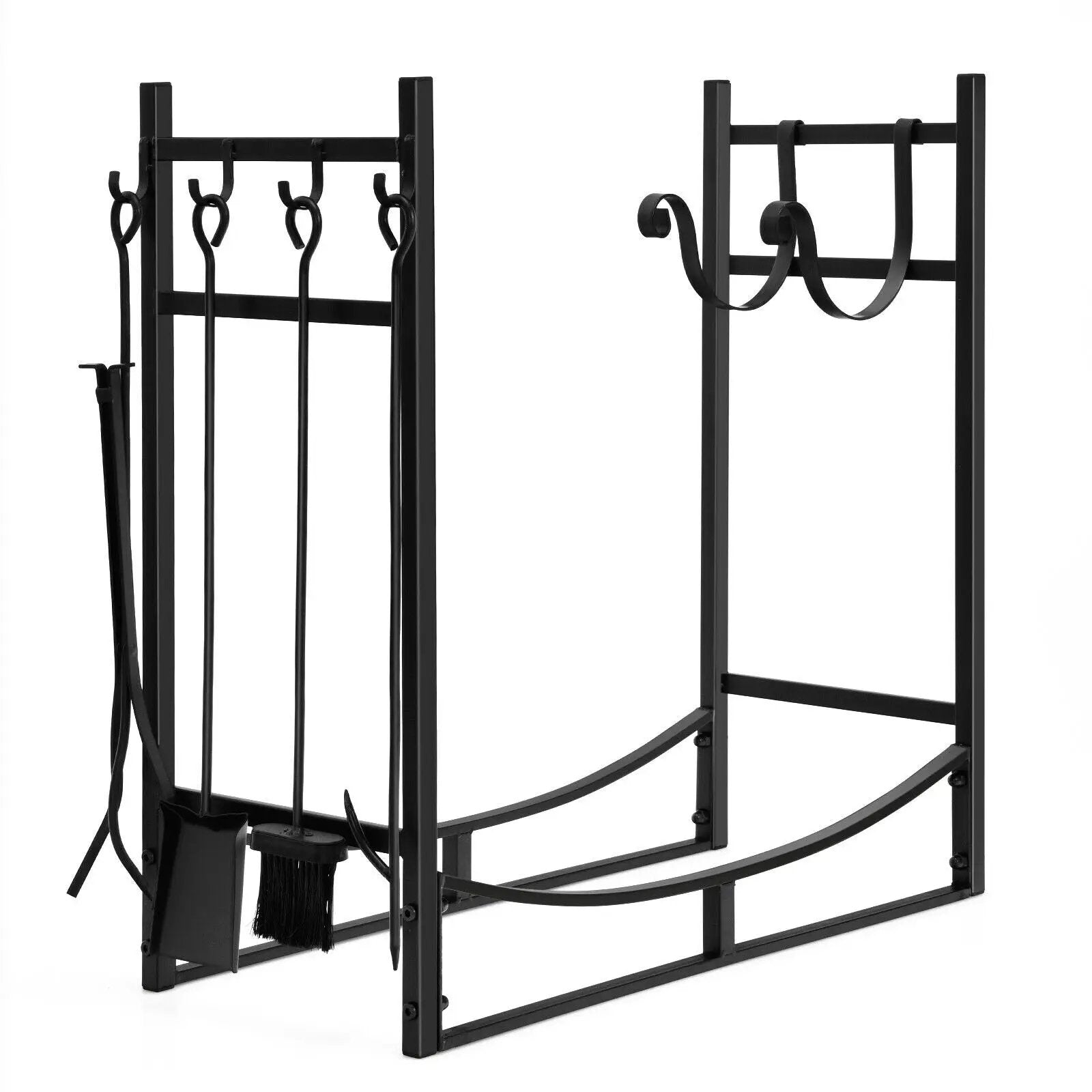 30 Inch Firewood Rack with 4 Tool Set Kindling Holders for Indoor and Outdoor by DirectDeals