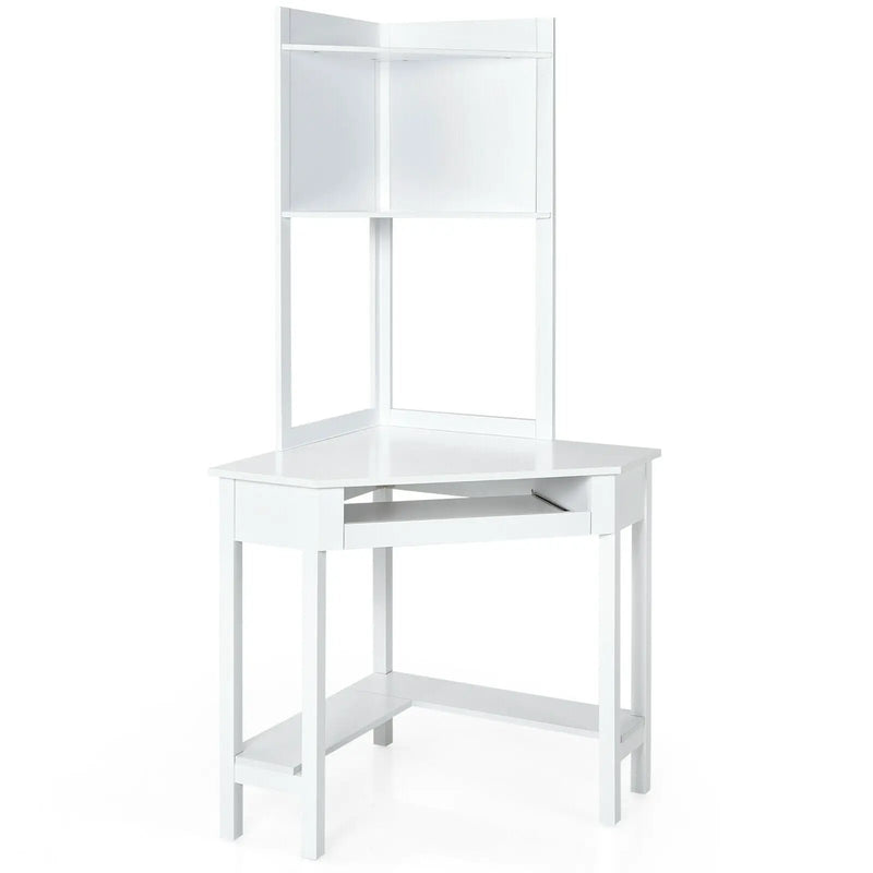 Corner Computer Desk with Hutch and Storage Shelves by DirectDeals