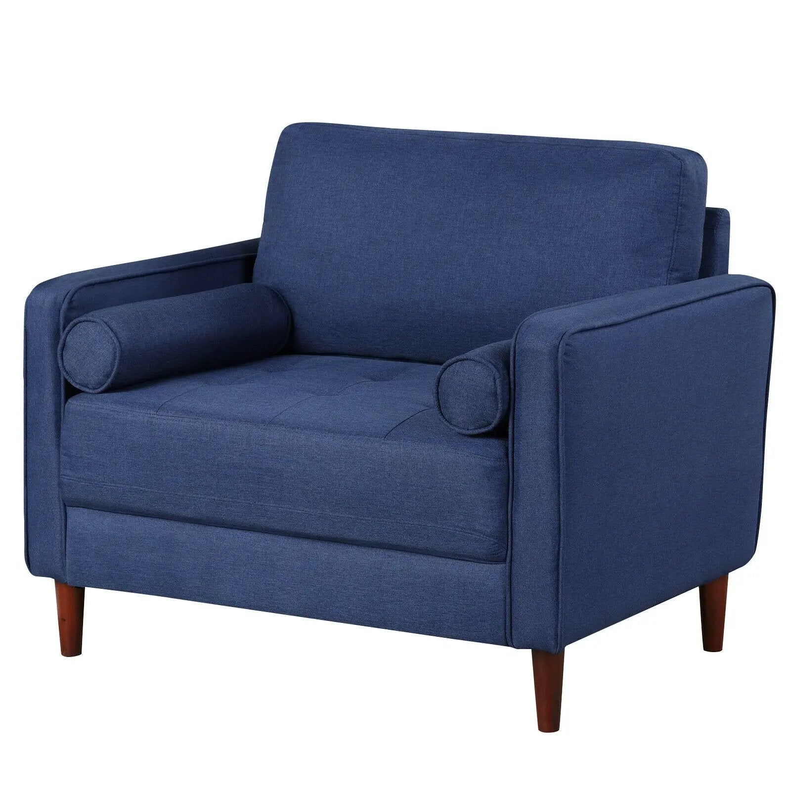 Accent Oversized Linen Club Armchair with Pillows and Rubber Wood Legs by DirectDeals