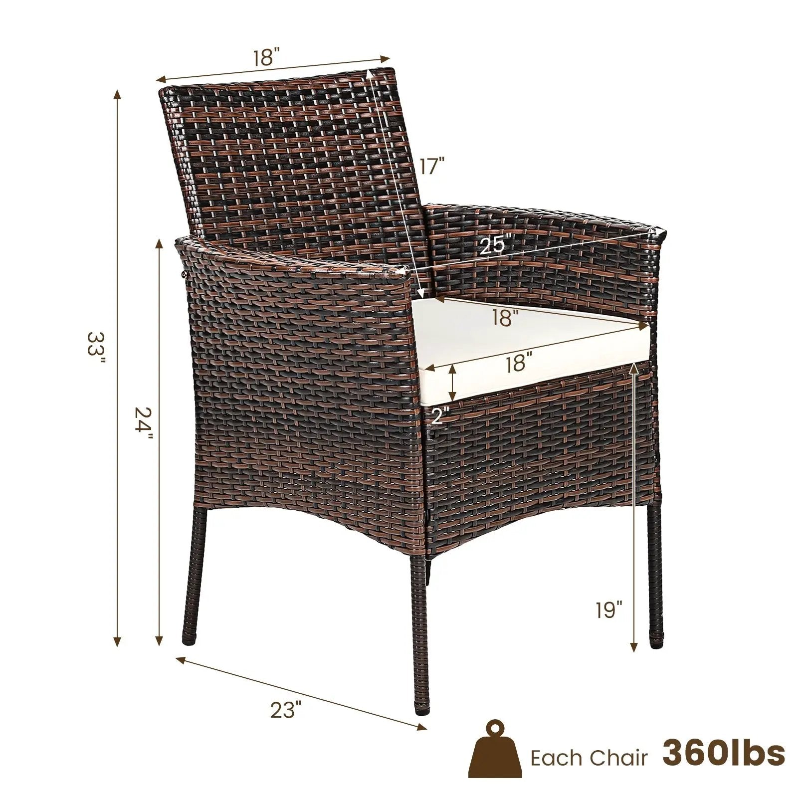 2 Pieces Outdoor PE Rattan Armchairs with Removable Cushions by DirectDeals