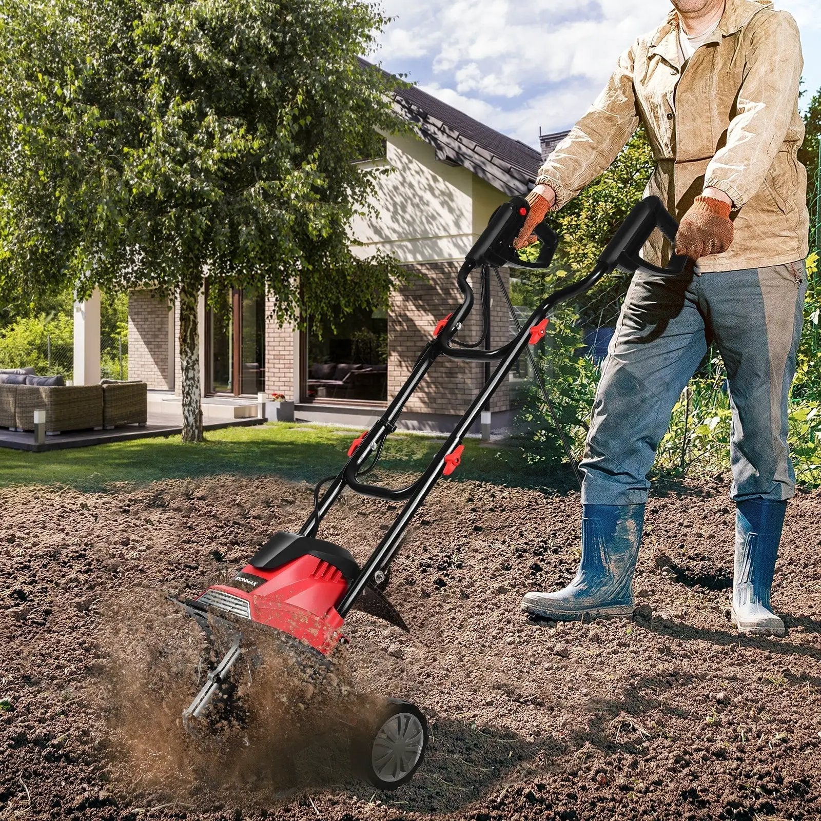 17-Inch 13.5 Amp Corded Electric Tiller and Cultivator 9-Inch Tilling Depth by DirectDeals