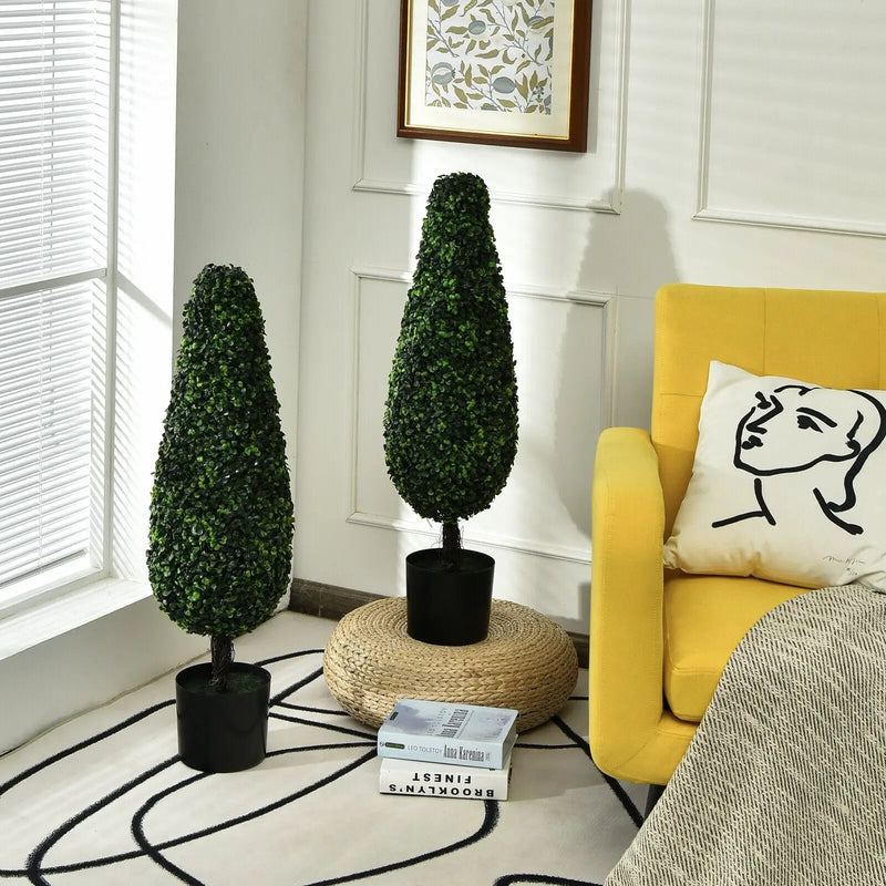 2 Pack 3 Feet Artificial Tower UV Resistant Indoor Outdoor Topiary Tree by DirectDeals