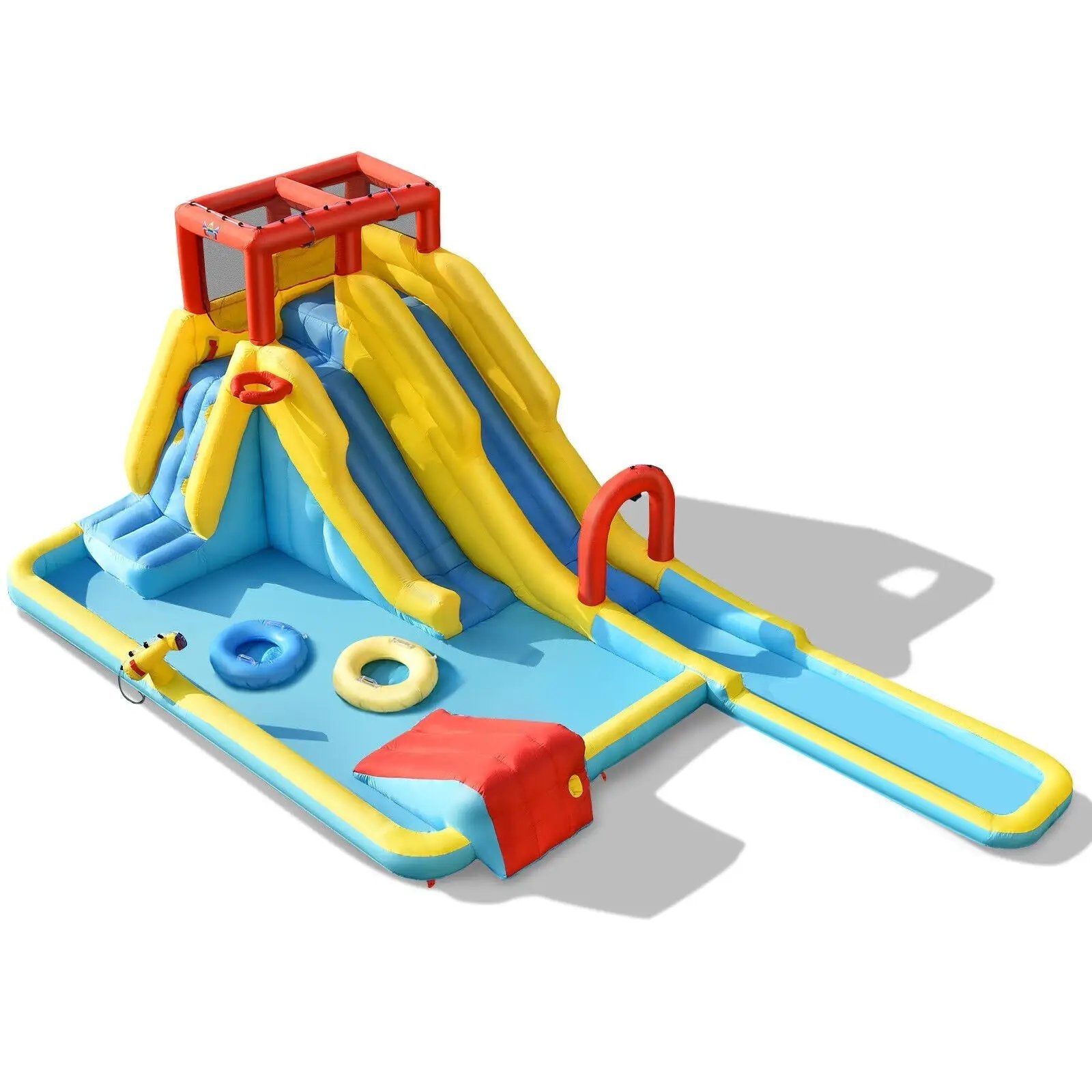 Inflatable Dual Slide Water Park Climbing Bouncer with 735W Air Blower by DirectDeals