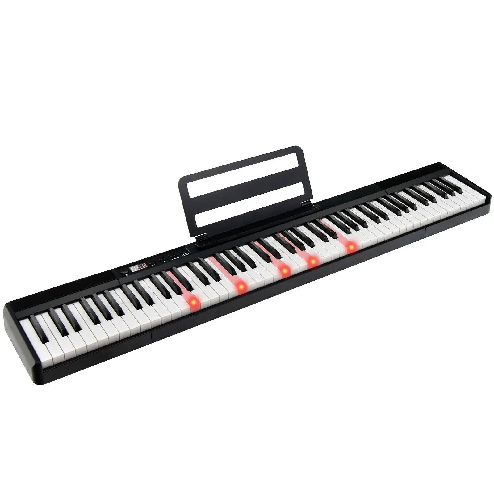 88-Key Portable Electric Lighted Keyboard Piano-Black by DirectDeals