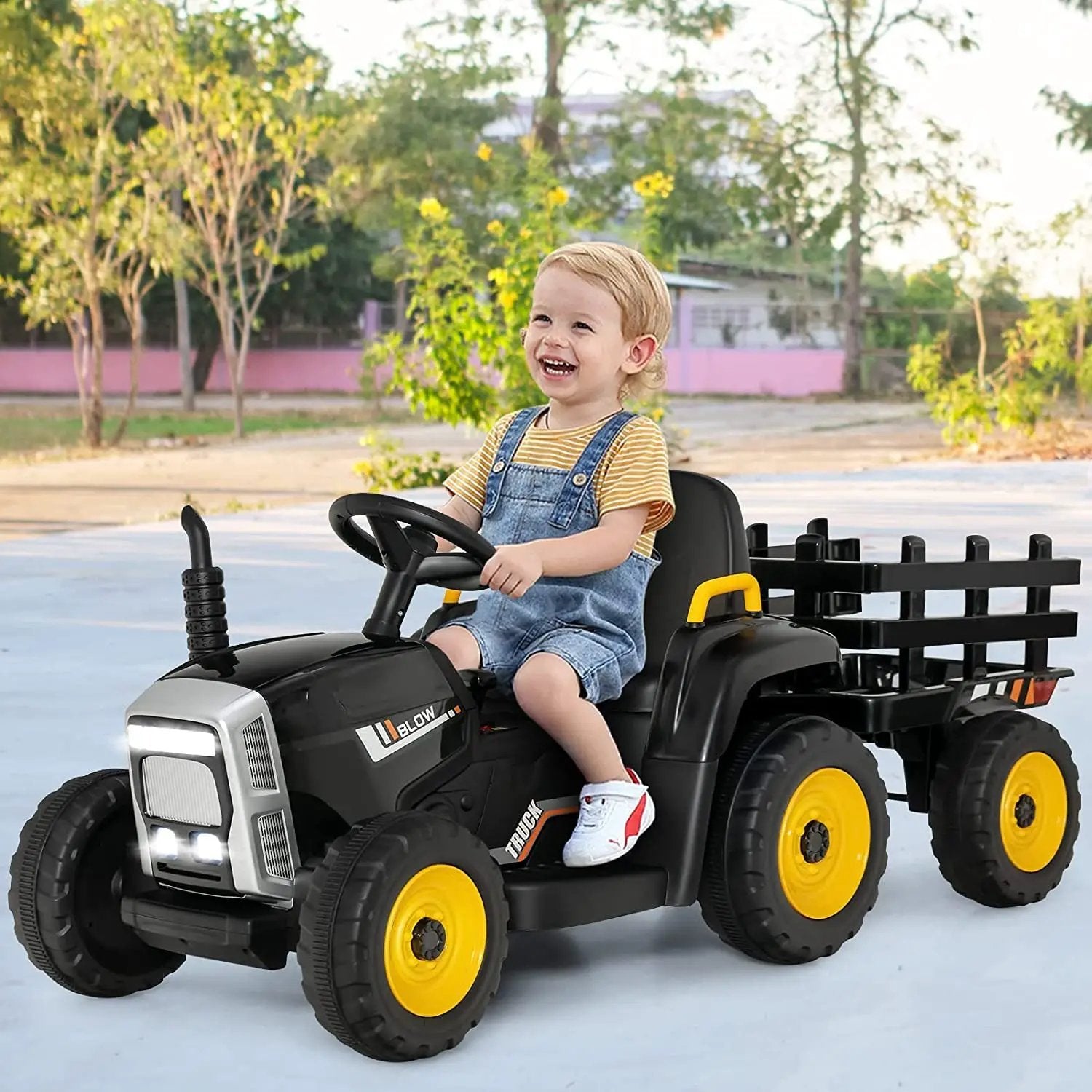 12V Ride on Tractor with 3-Gear-Shift Ground Loader for Kids 3+ Years Old by DirectDeals
