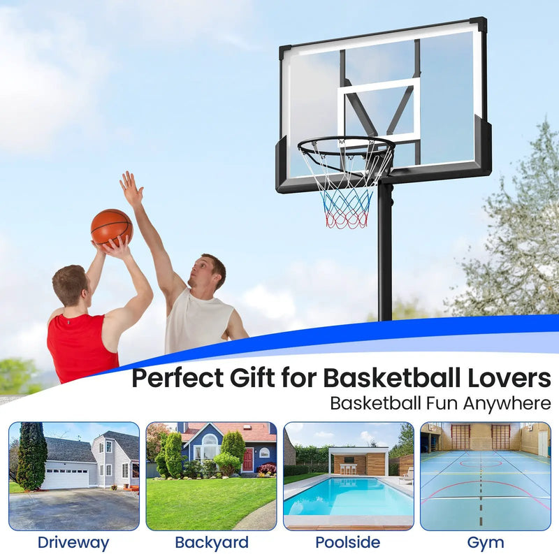 Portable Basketball Hoop Outdoor Basketball Goal System Adjustable for Kids Teens Adults by DirectDeals