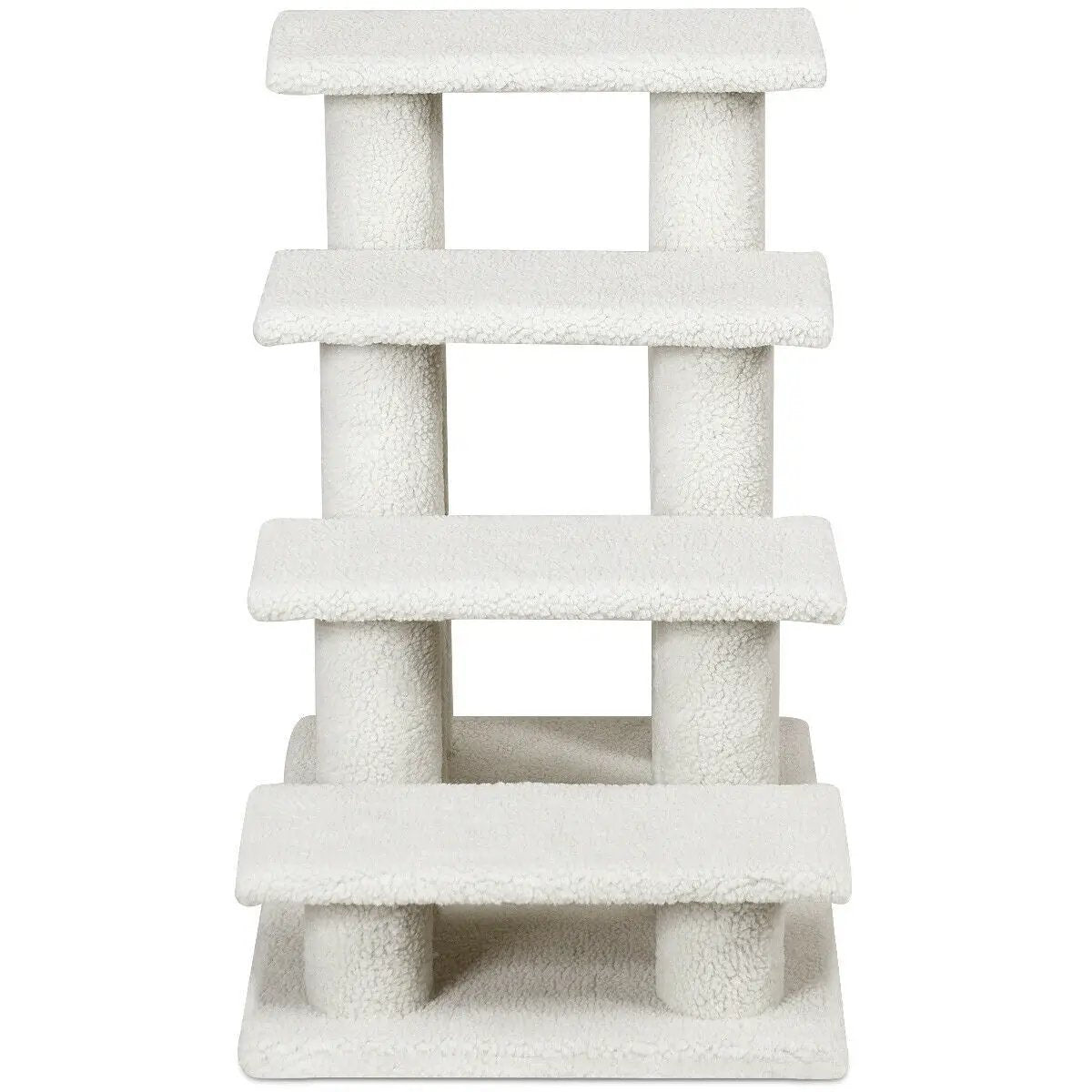 24 Inch 4-Step Pet Stairs Carpeted Ladder Ramp Scratching Post Cat Tree Climber by DirectDeals