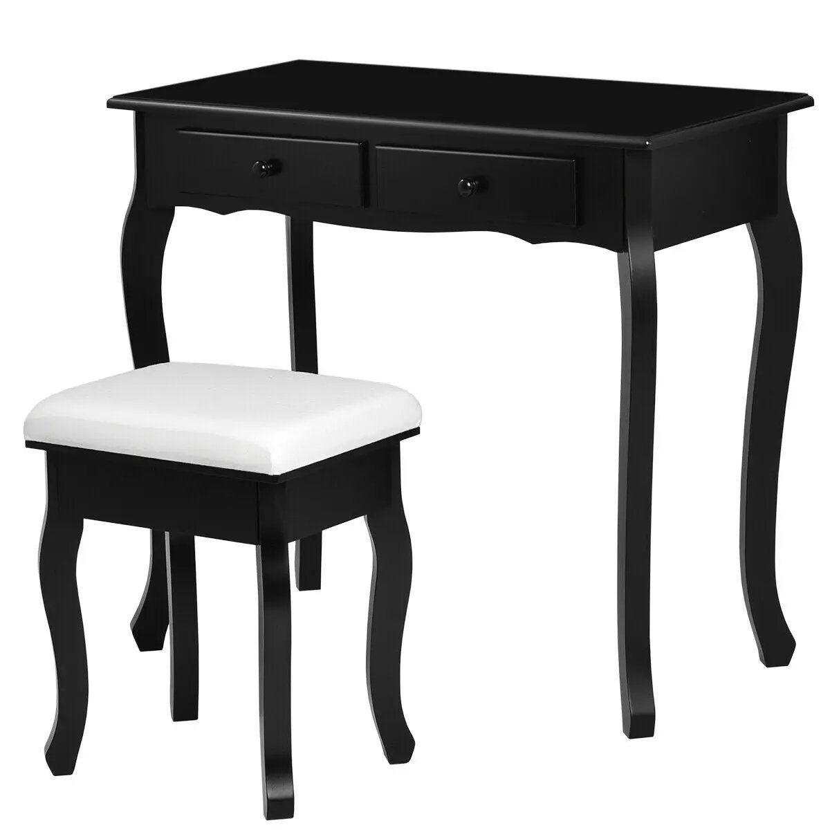 4 Drawers Wood Mirrored Vanity Dressing Table with Stool, photo 13 of 16