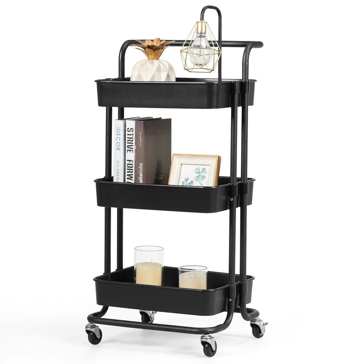 3-Tier Utility Cart Storage Rolling Cart with Casters by DirectDeals