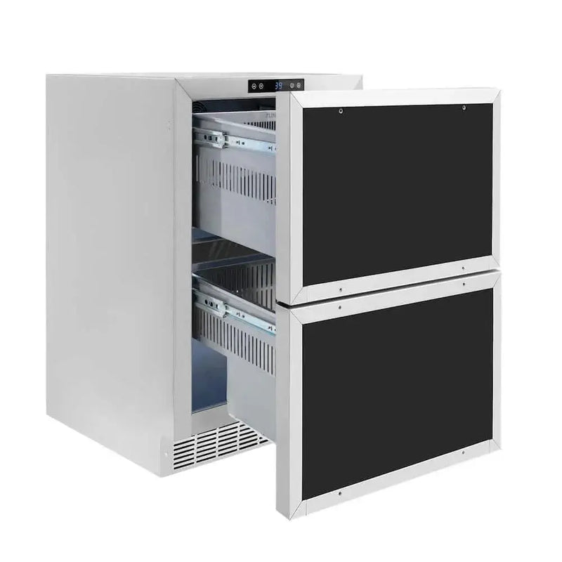 ZLINE 24" Touchstone 168 Can Outdoor-Rated Dual Refrigerator Drawer, Panel Ready Gold, RDSPOZ-24-G by Farmhouse Kitchen and Bath